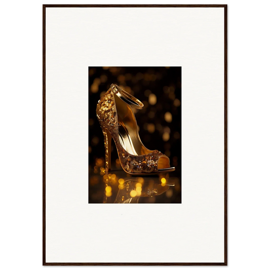 Glittery gold high-heeled peep-toe pump from Golden Serotonin Pads special edition art™