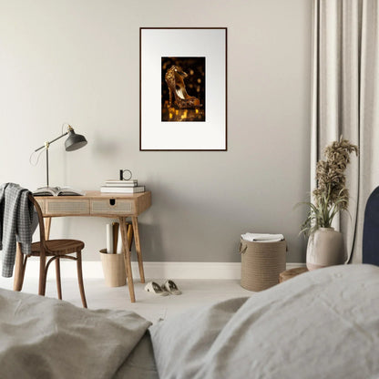 Framed classical painting on a light gray wall with Golden Serotonin Pads art