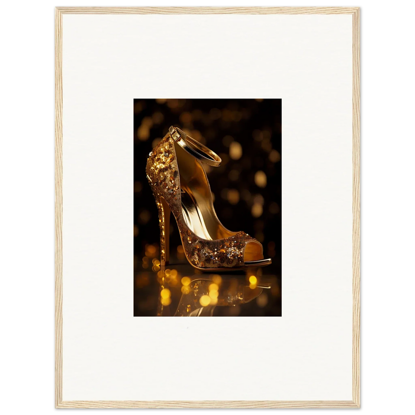 Glittery gold sequined peep toe shoe from the Golden Serotonin Pads collection