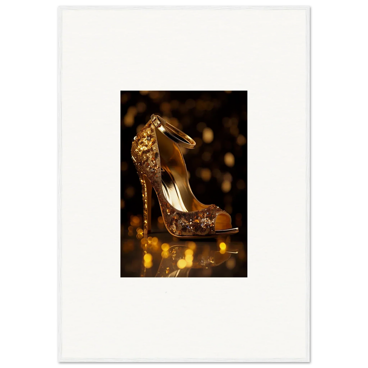 Elegant gold sequined peep-toe heels perfect for showing off with Golden Serotonin Pads