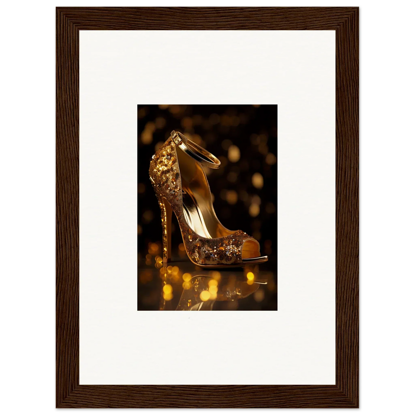 Glittering gold high-heeled pumps perfect for styling with Golden Serotonin Pads