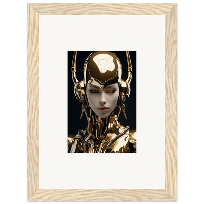 Futuristic humanoid with golden features, perfect for a Sin Echoes canvas print room decoration