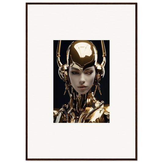 Futuristic humanoid figure with gold features for Sin Echoes canvas print room decoration