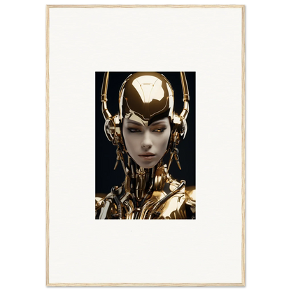 Futuristic humanoid figure with gold features in Sin Echoes canvas print decoration