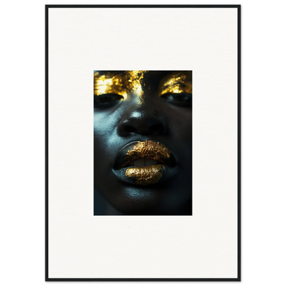 Close-up of golden lips and shimmering eyes for a Star Riot canvas print