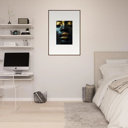 Shadowy face art with gold highlights perfect for a Star Riot room decoration canvas print