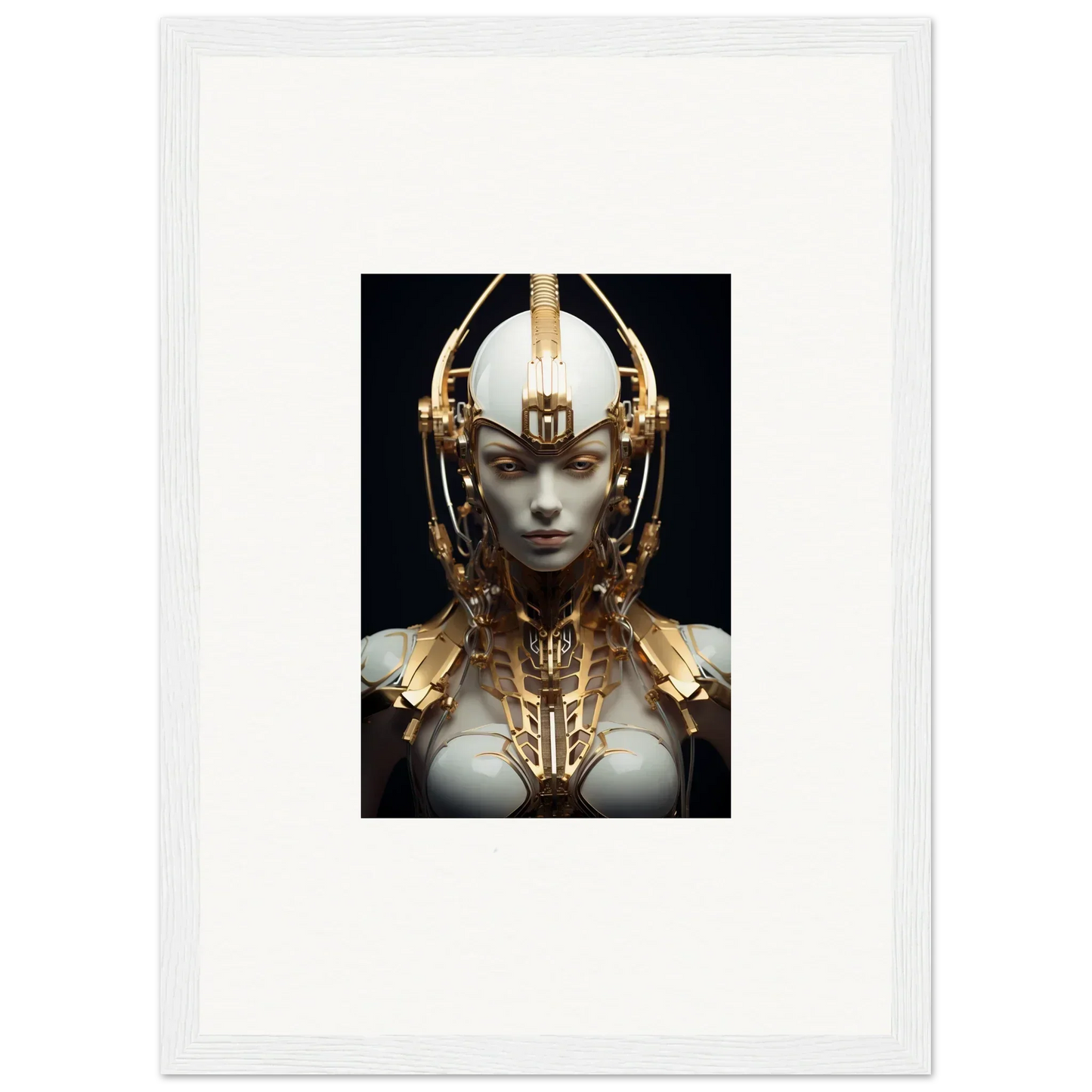 Futuristic humanoid with golden headdress, a great choice for celestial conductress canvas print