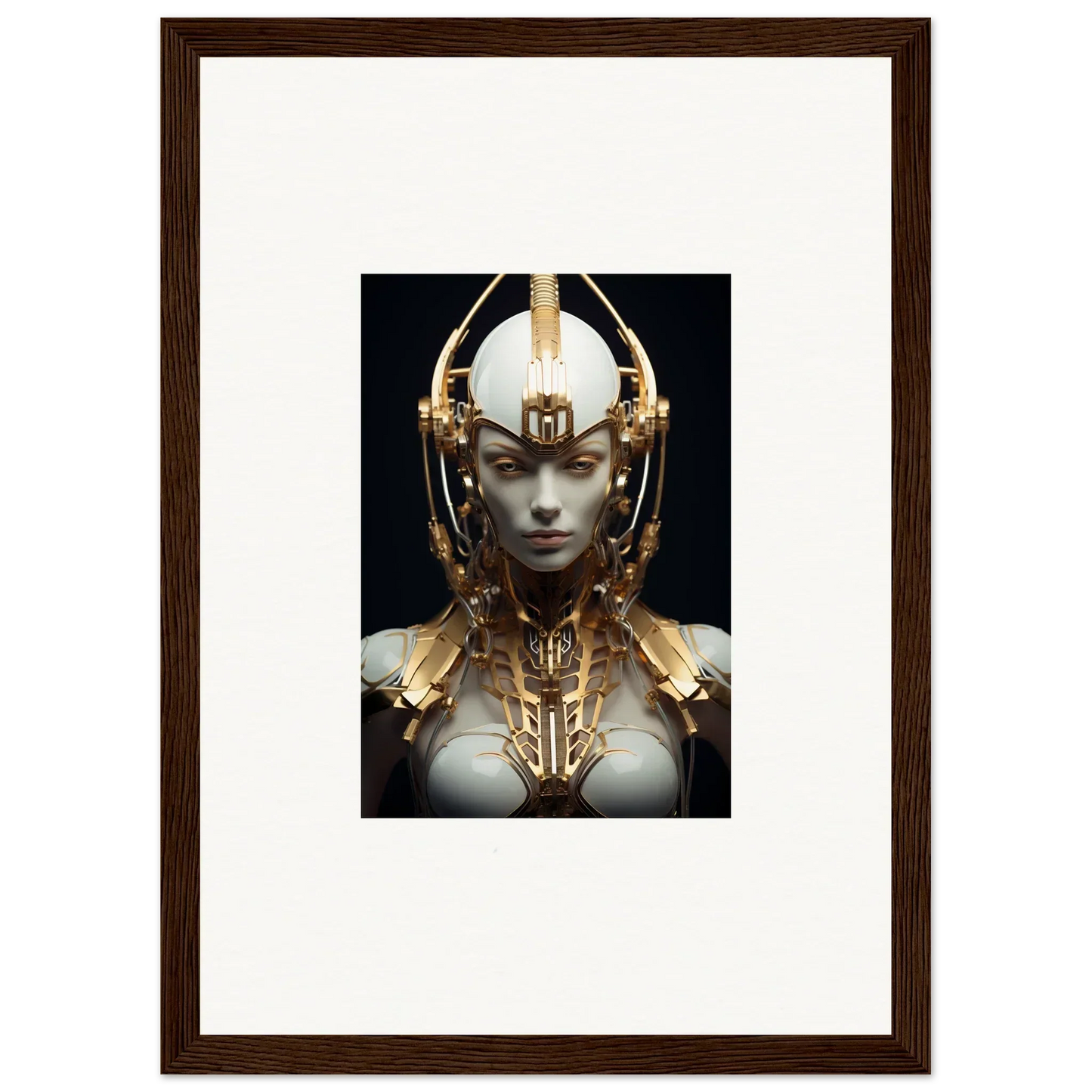 Futuristic humanoid with golden headdress as Celestial Conductress room decoration canvas print