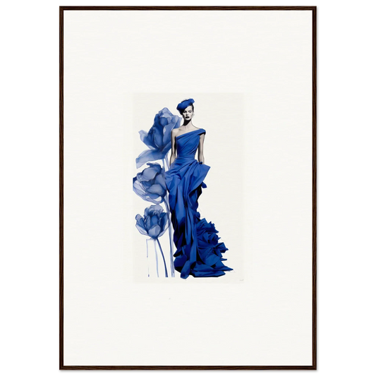 Watercolor fashion illustration of a blue gown, part of Half-Moon Elegies special edition art™