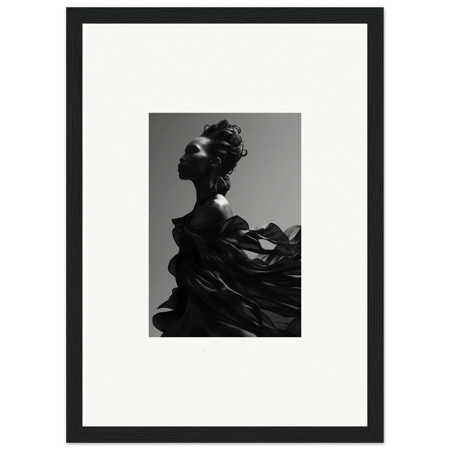 Dramatic black-and-white portrait, perfect for tranquil eternity room decor or framed wall art