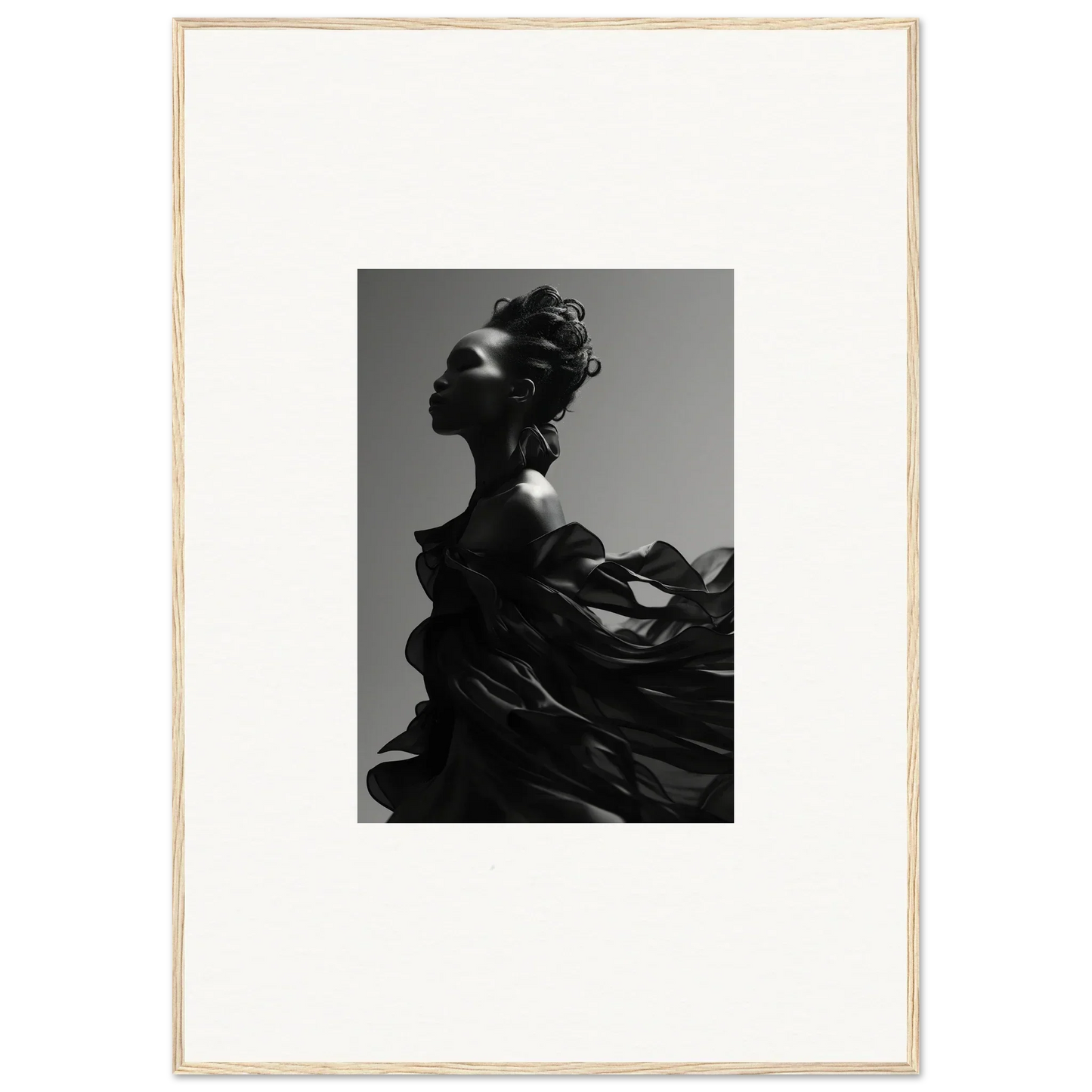 Dramatic black-and-white portrait for tranquil eternity themed room decor wall art