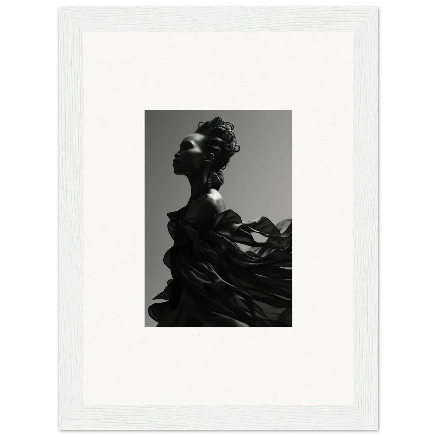 Dramatic black-and-white portrait for tranquil eternity themed room decor framed wall art