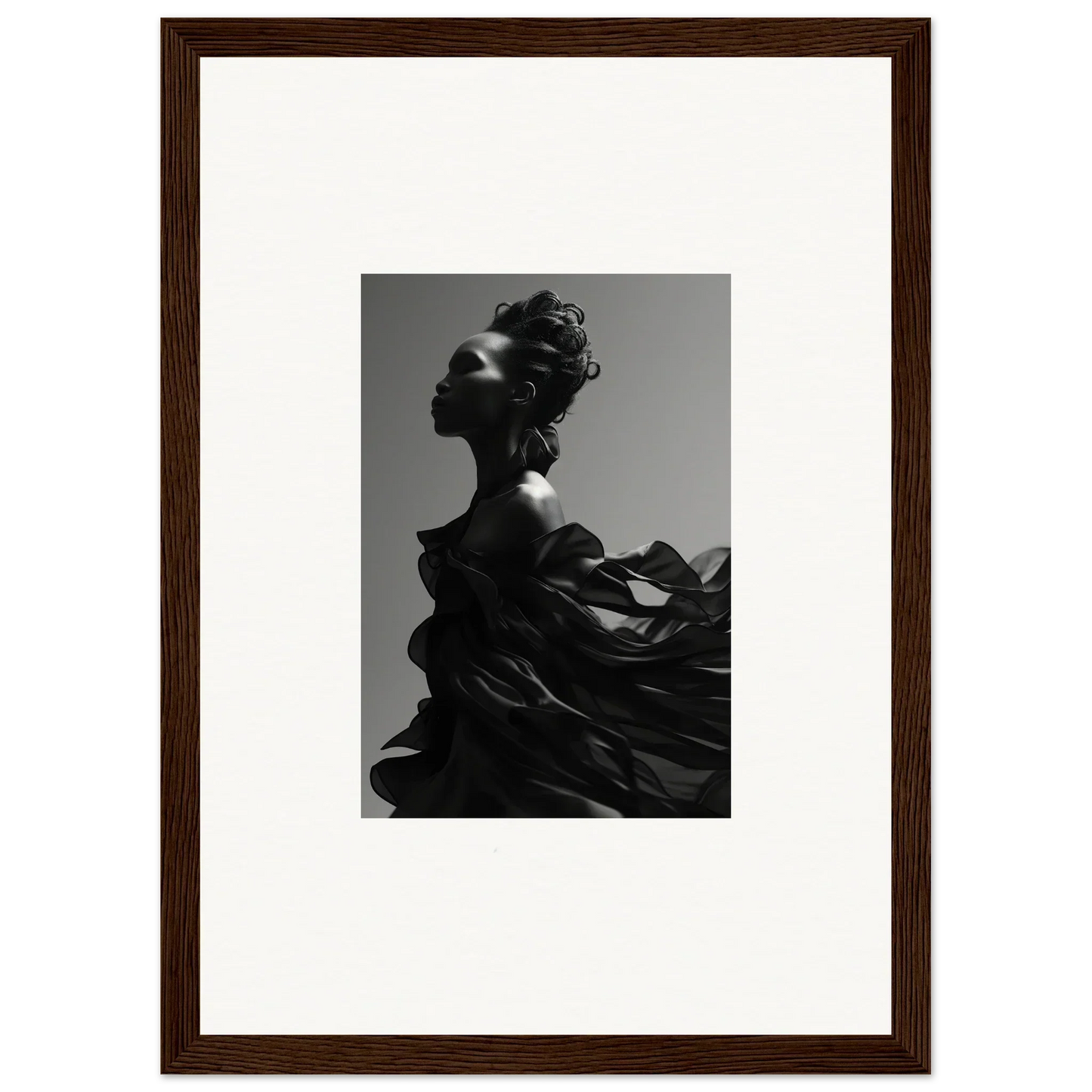 Dramatic black-and-white portrait for serene room decor and tranquil eternity framed wall art