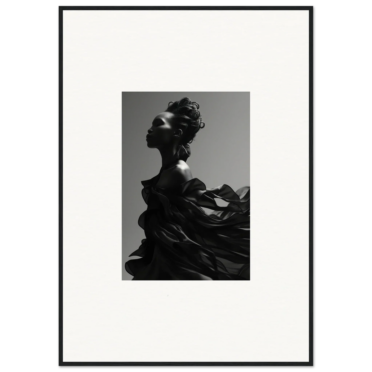 Dramatic black-and-white portrait for tranquil eternity inspired framed wall art