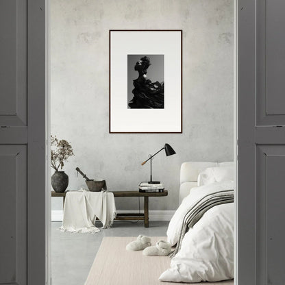 Framed black and white photograph for tranquil eternity room decor and framed wall art