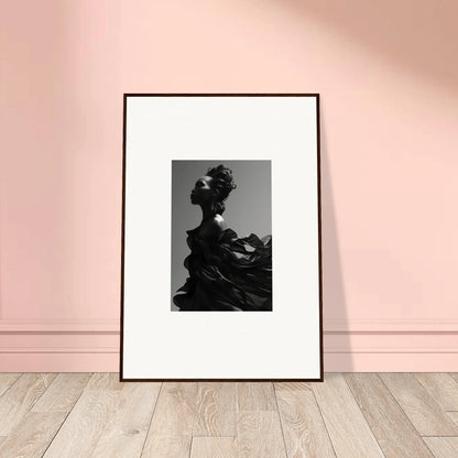 Framed black and white photograph of a sculpture silhouette for tranquil eternity room decor