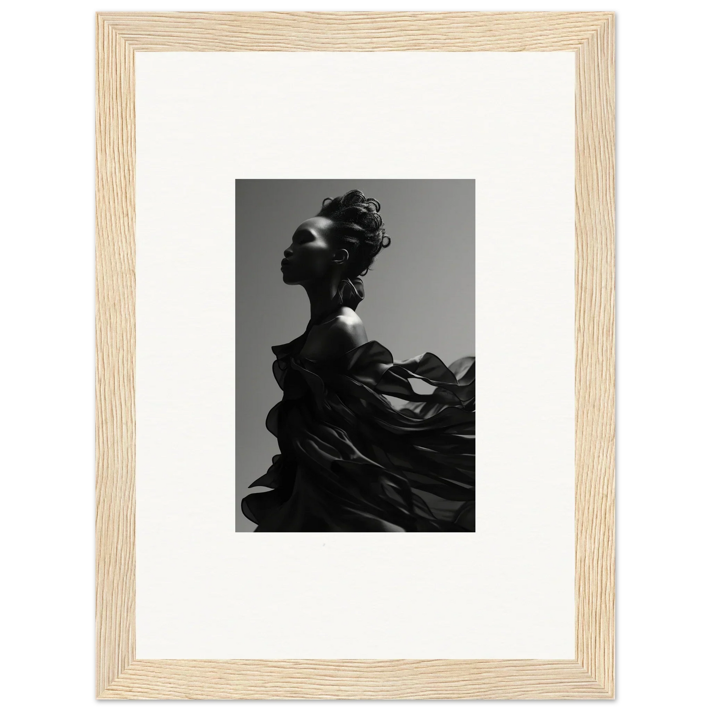 Dramatic black-and-white portrait for tranquil eternity room decor and framed wall art