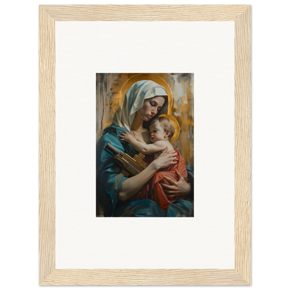 Framed canvas print of Madonna and Child, perfect for your Metropolis Embrace room decoration