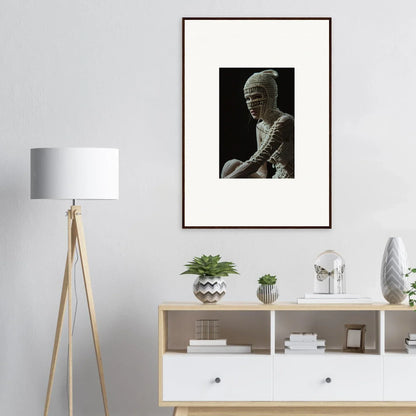 Framed photograph of an ancient Egyptian mummy or statue.