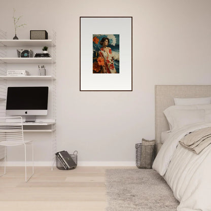 Framed canvas print of a colorful woman for vibrant room decoration and musing cascade