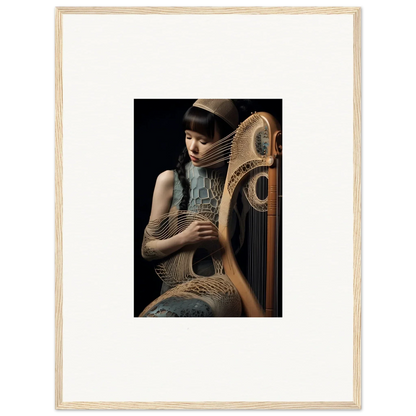 Ornate harp with decorative frame, ideal for Velvet Fantasia room decor or framed wall art