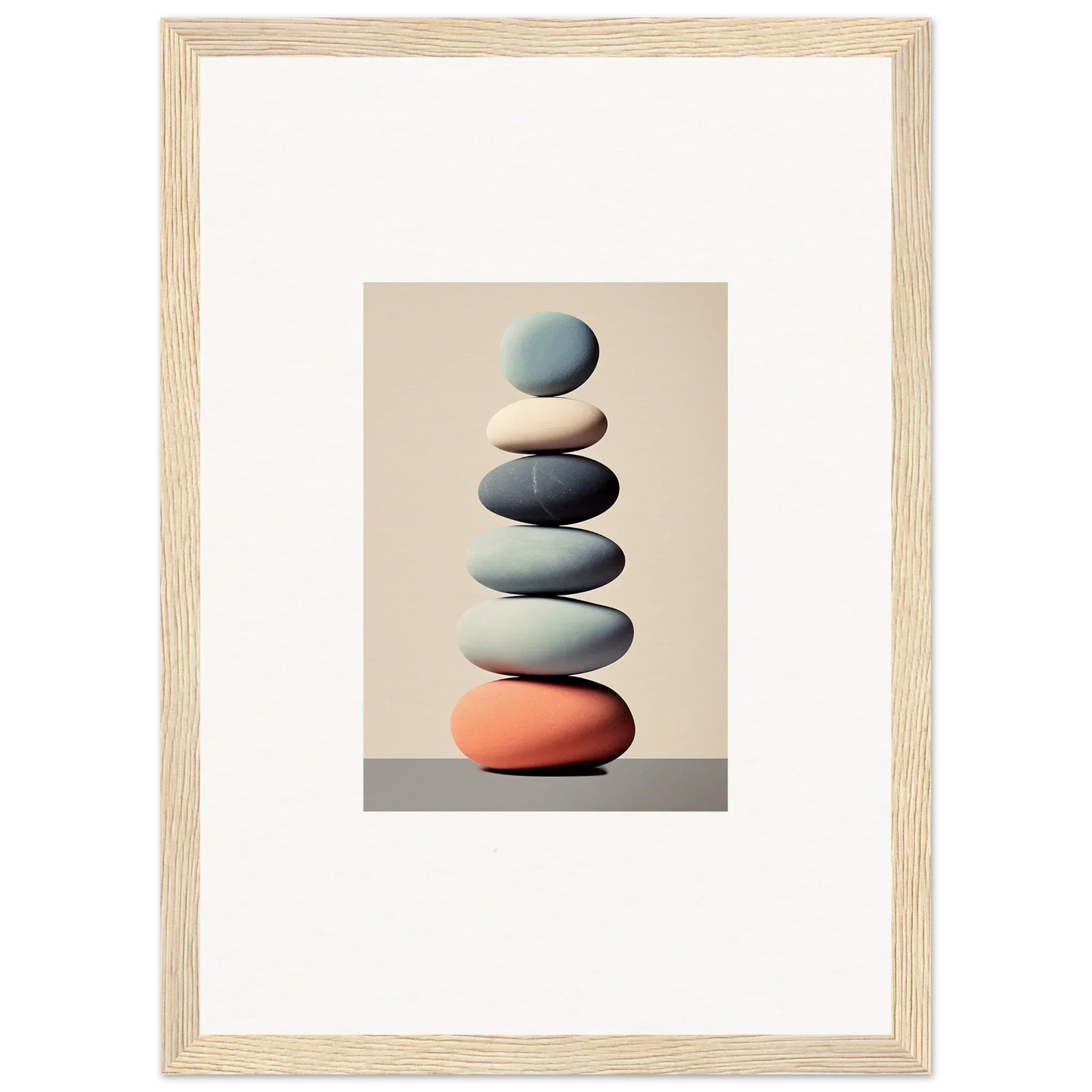 Stack of balanced stones in blue, gray, and orange for Harmony Balances Meta canvas print