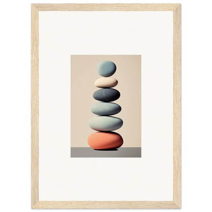 Stack of balanced stones in blue, gray, and orange for Harmony Balances Meta canvas print