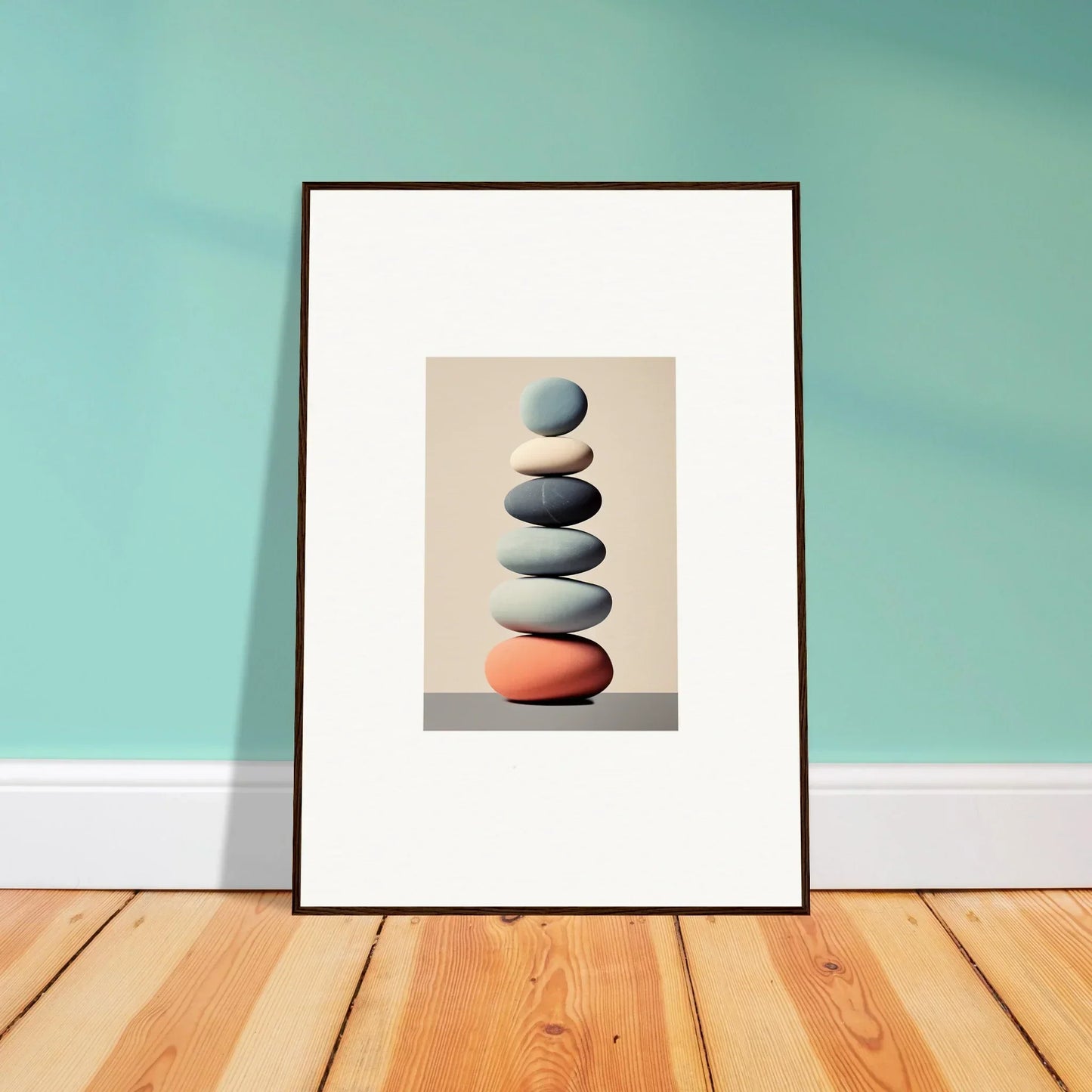 Framed canvas print of balanced stones for stylish room decoration with Balances Meta