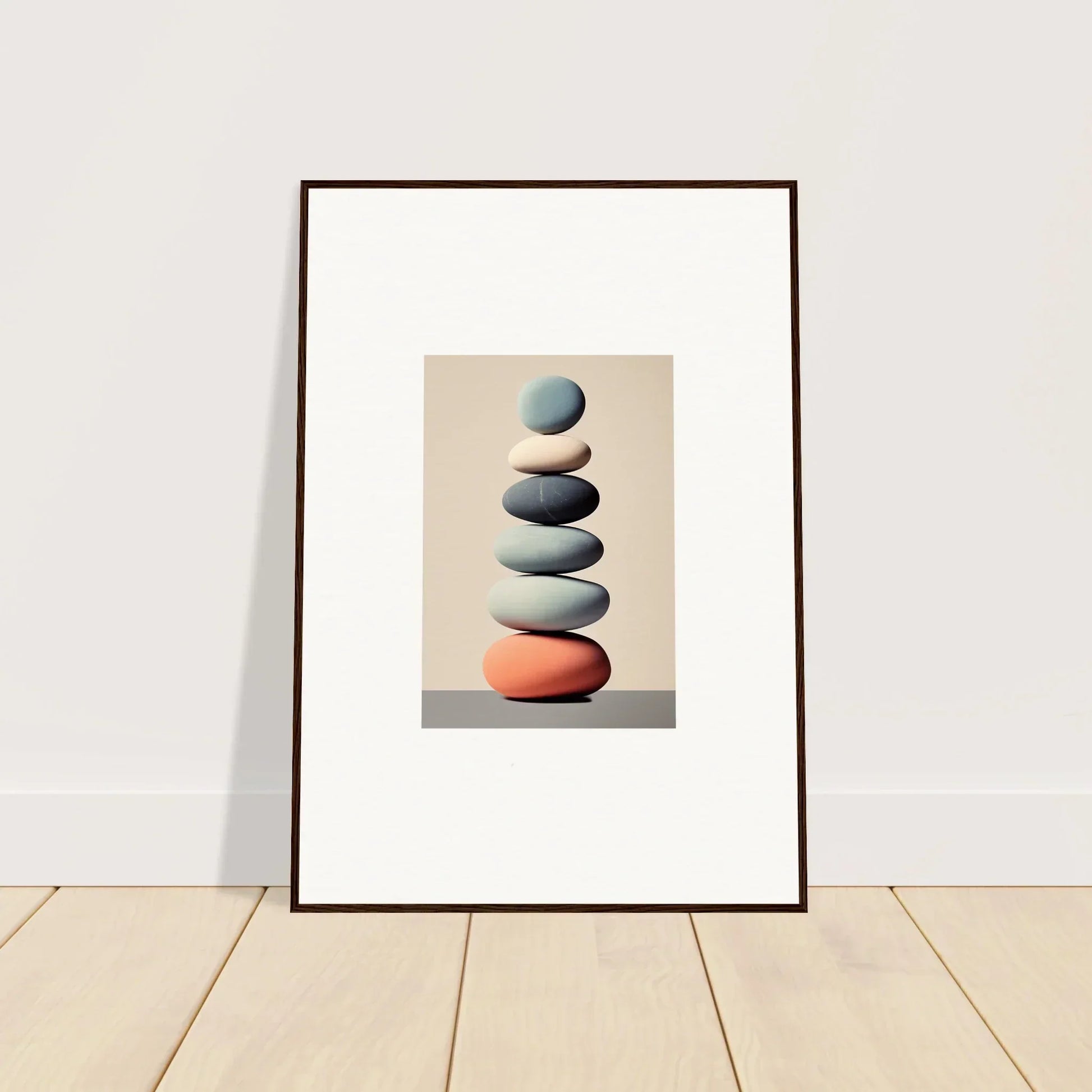 Framed canvas print of balanced stones for stylish room decoration in Balances Meta