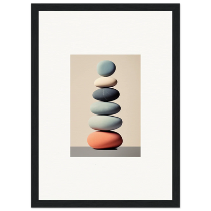 Smooth stones stacked in balanced harmony, perfect for Room Decoration or a Canvas Print