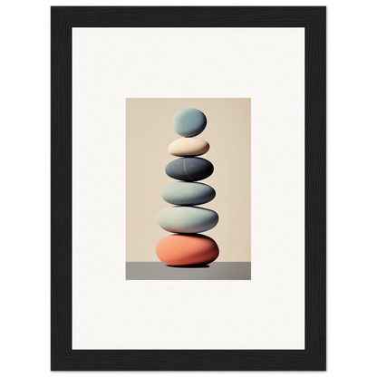 Smooth balanced stones in blue-gray and peach for a chic Balances Meta canvas print