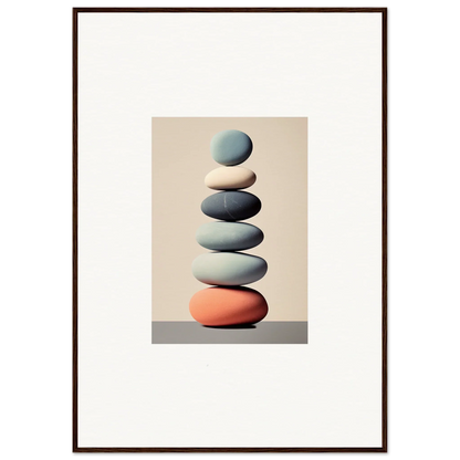 Stack of smooth stones in blue-gray and peach for a tranquil room decoration canvas print