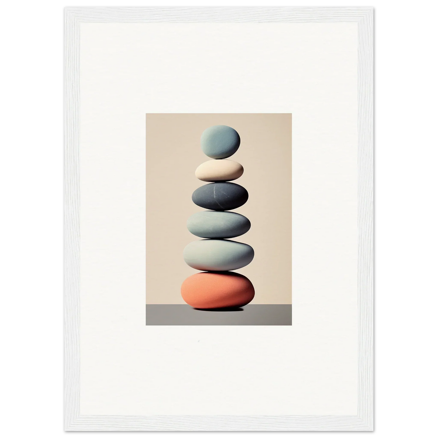 Smooth stacked stones in muted colors for room decoration in the Harmony Balances Meta