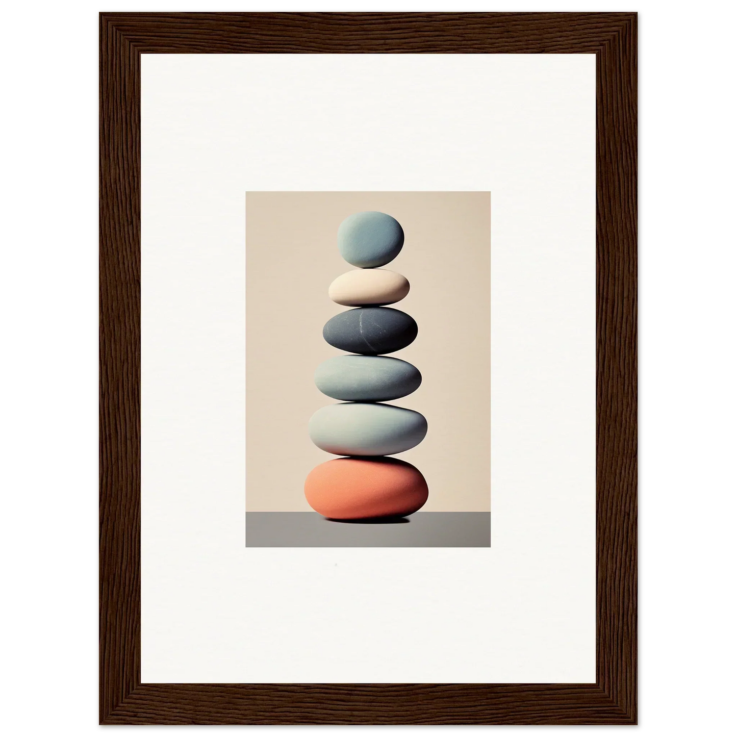 Smooth stacked stones in muted tones for a peaceful Balances Meta canvas print