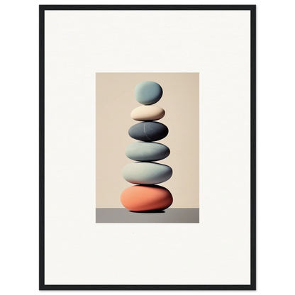 Stack of balanced stones with coral base, perfect for Harmony Balances Meta canvas print