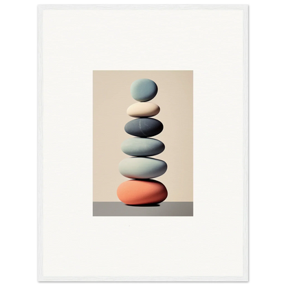 Stack of smooth stones in blue, gray, and coral for stunning room decoration canvas print