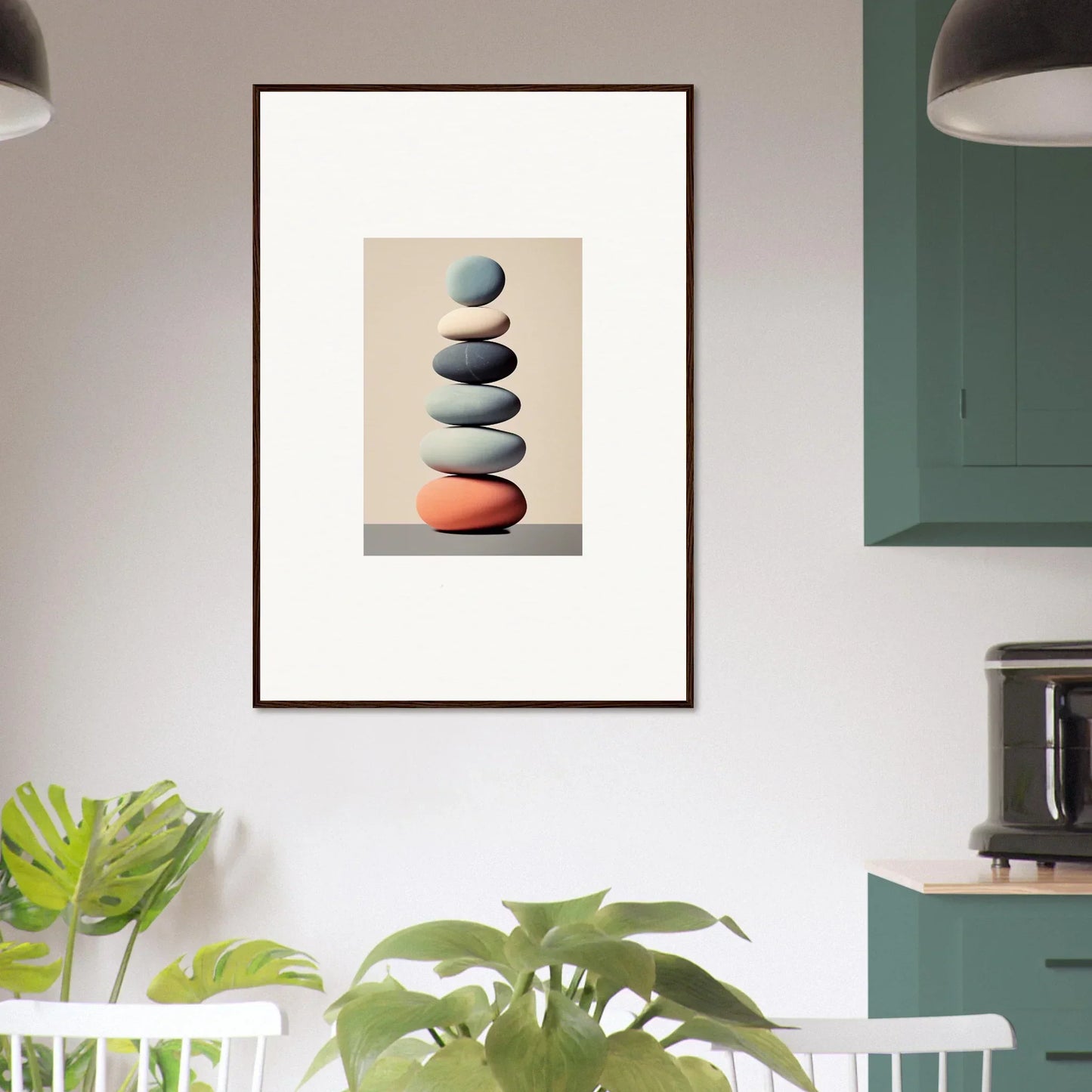 Framed canvas print of balanced stones, perfect for your Harmony Balances Meta room decoration