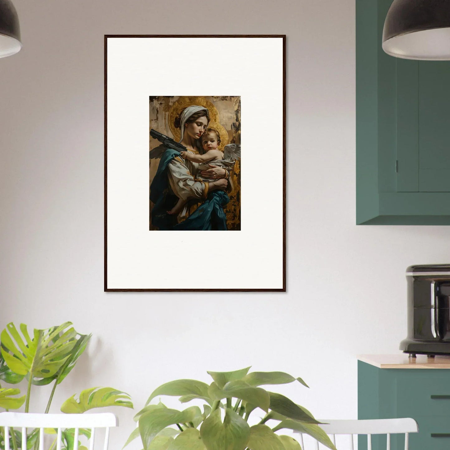 Framed canvas print of a woman and baby, perfect for your Halo Paradox room decoration