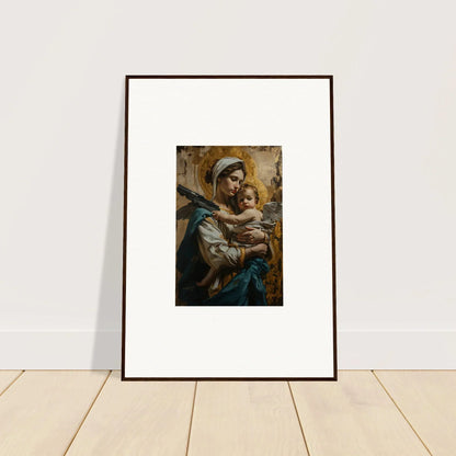 Framed canvas print of a woman and child in a classic religious halo paradox design