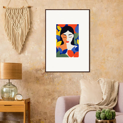 Framed colorful abstract portrait for unique room decor and stunning canvas prints