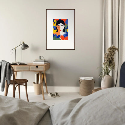 Colorful abstract portrait of a woman, perfect for framed wall art and room decor