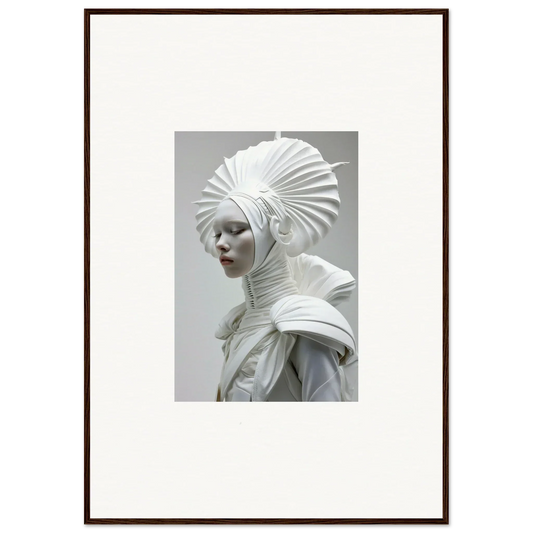 Sculptural bust with an intricate white headdress and collar for elegant room decor