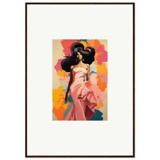 Flowing pink gown and dark hair in Heart’s Canvas Eclipsenal Halo art piece