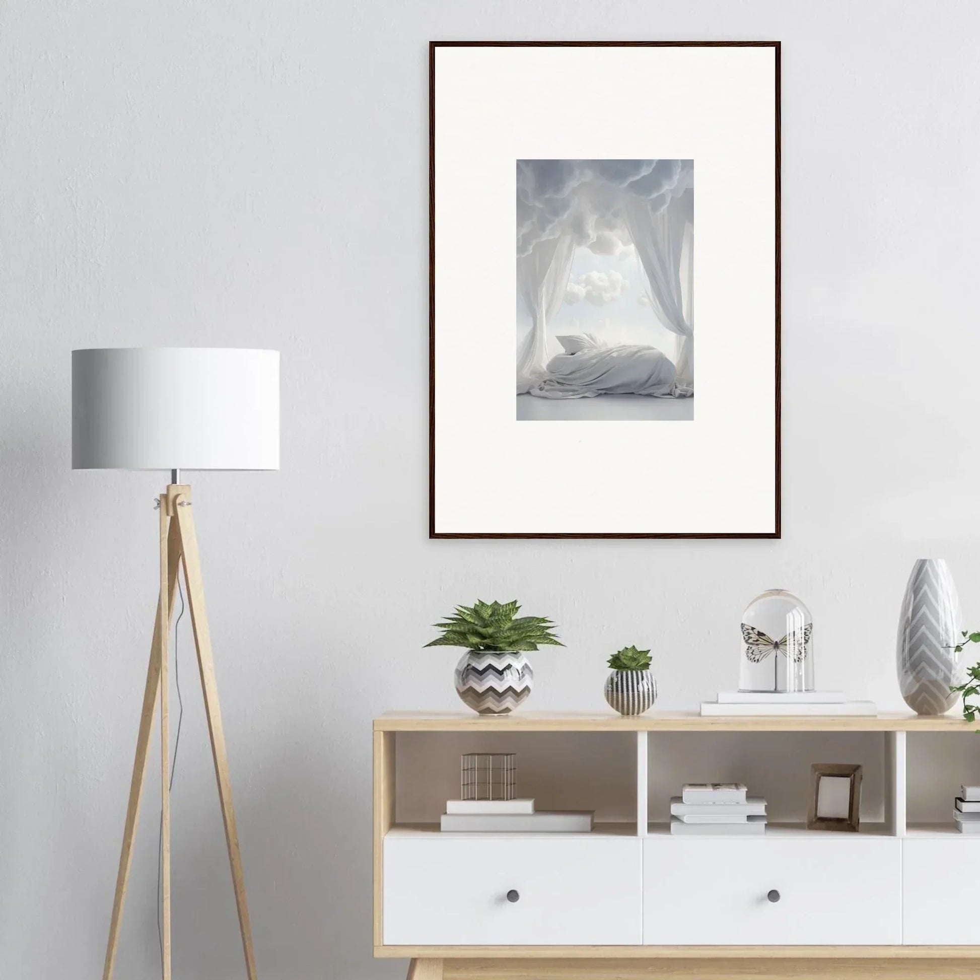 Framed canvas print of a misty scene, perfect for your Heavenly Acres Whisper room decoration