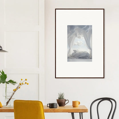 Framed canvas print of a misty bedroom scene for dreamy room decoration in Acres Whisper