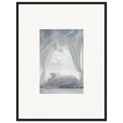 Sleeping white rabbit curled up on soft surface in Heavenly Acres Whisper canvas print