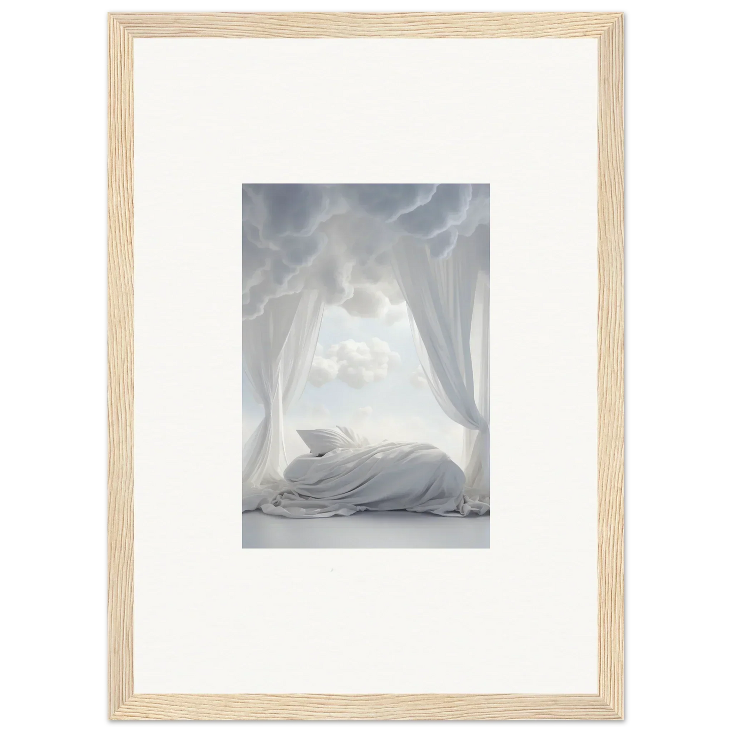 Sleeping white fox curled up in snow on a canvas print from Heavenly Acres Whisper