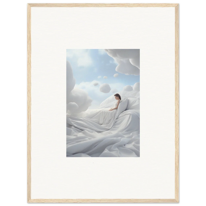 Framed wall art of a figure on white fabric, perfect for a cotton dream room decor