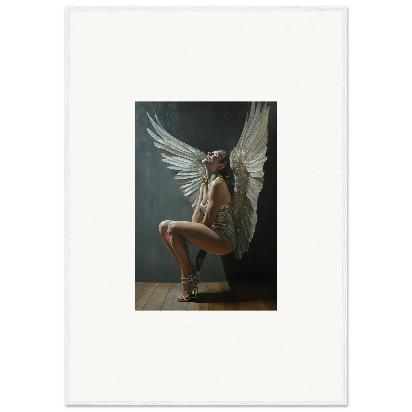 Winged figure in a contemplative pose from Heavenly Weakened Psalms artwork