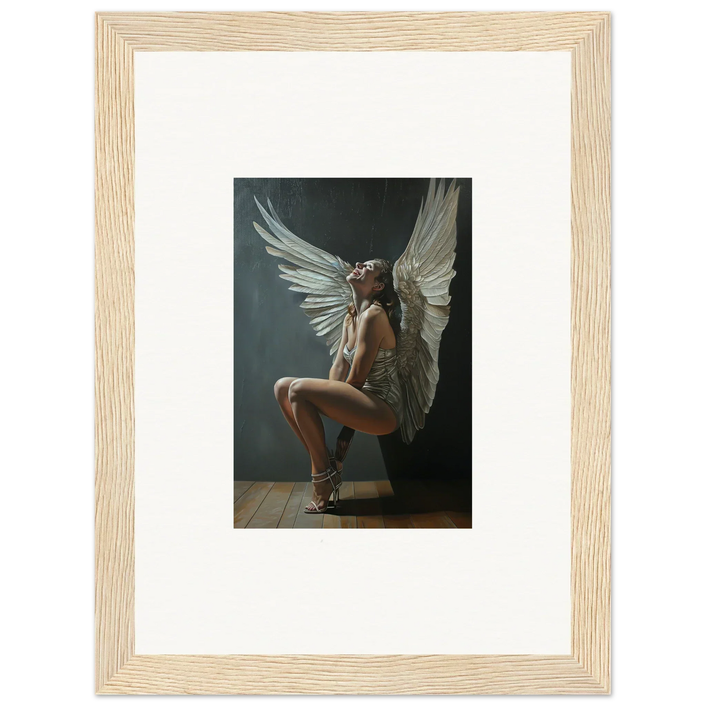 Framed photo of a nude figure with wings in Heavenly Weakened Psalms collection